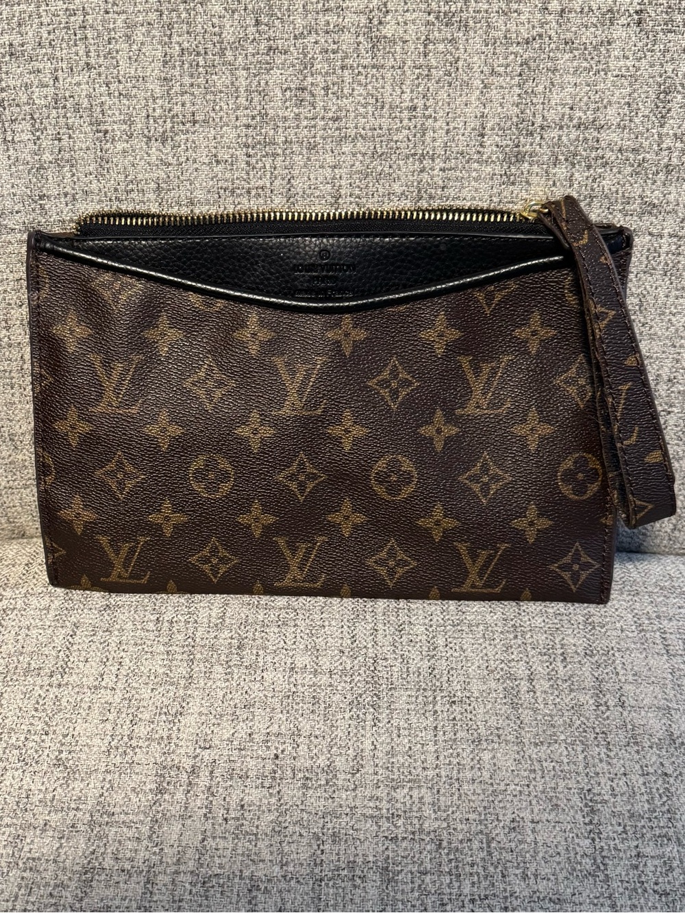 L V Brown Monogram Wristlet